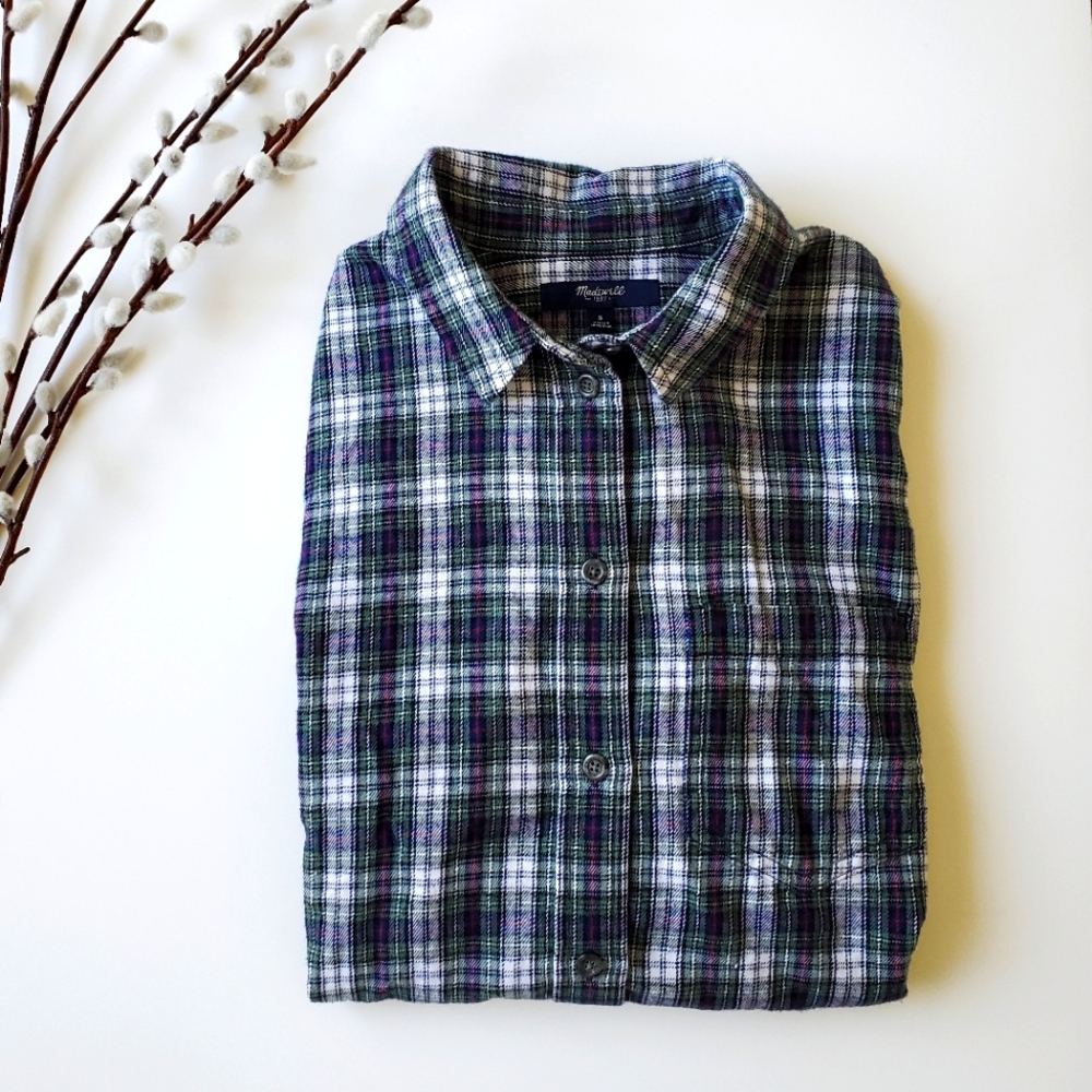 Madewell Plaid Button Down Top - SZ Small